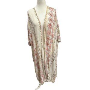 American Rag Kimono Duster Small Festival Boho Vibes Paisley Print Fringe